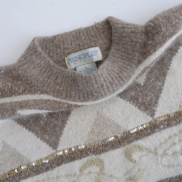 Vintage 80 Principles Petite Cream Knit 55% Silk 10% Angora 2% Wool Sweater L - Picture 11 of 12